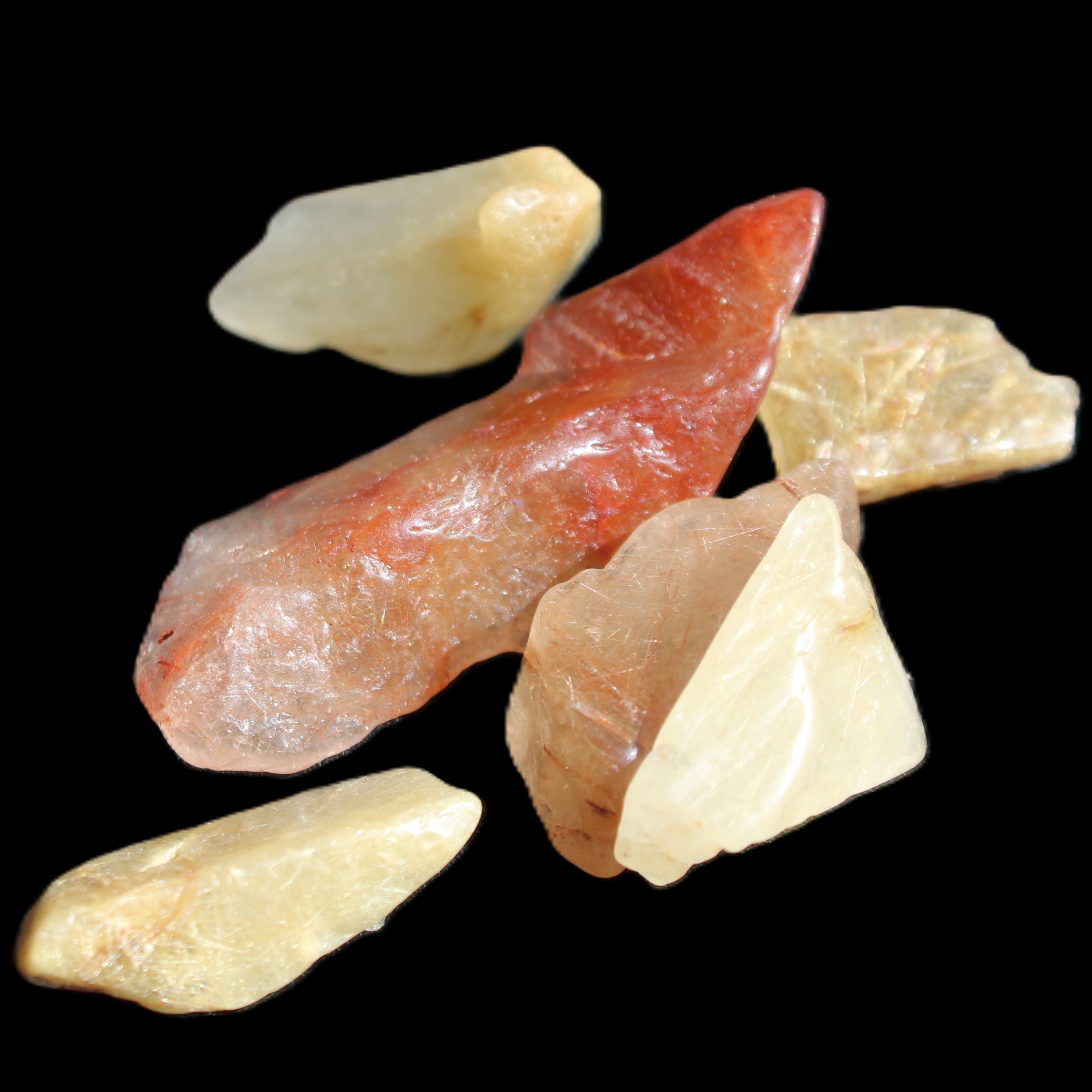 Golden hair Rutiliated Quartz 5/6 crystals approx. 24g in sunlight - Rocks and Things Store
