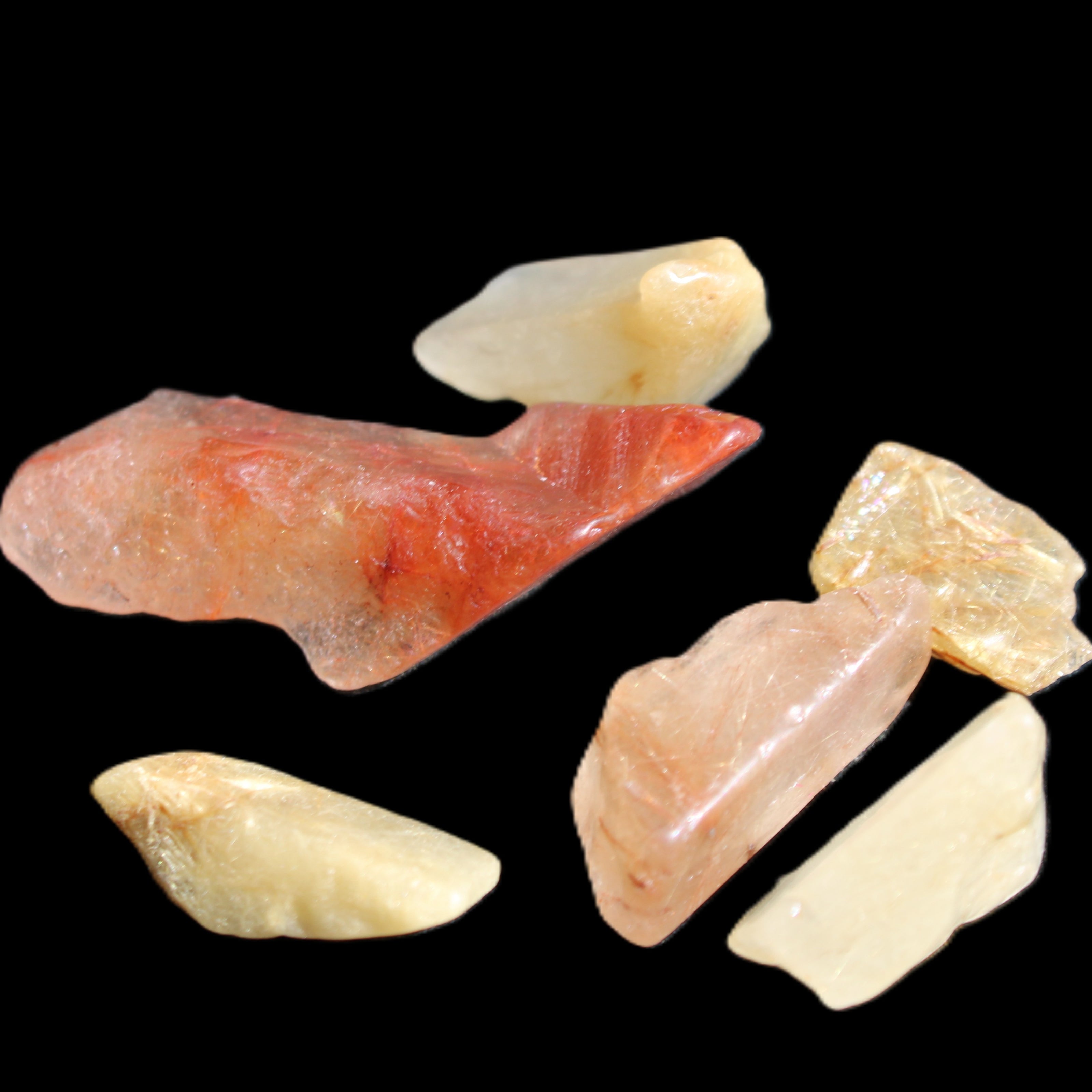 Golden hair Rutiliated Quartz 5/6 crystals approx. 24g in sunlight - Rocks and Things Store