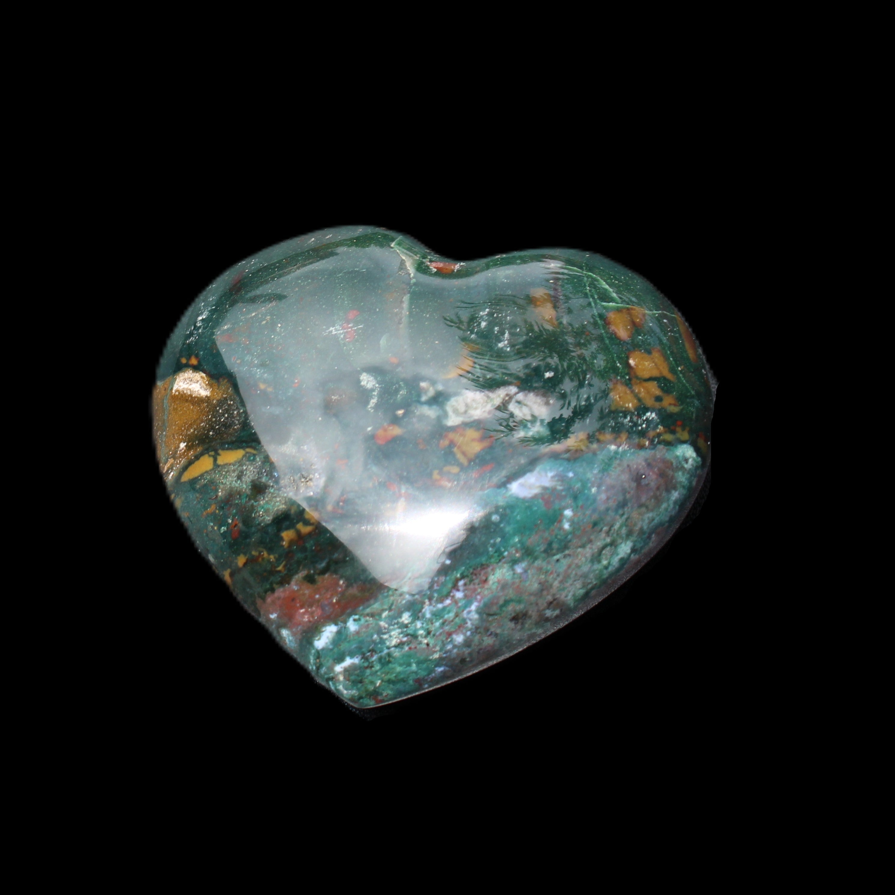 Ocean Jasper heart 101g in sunlight - Rocks and Things Store