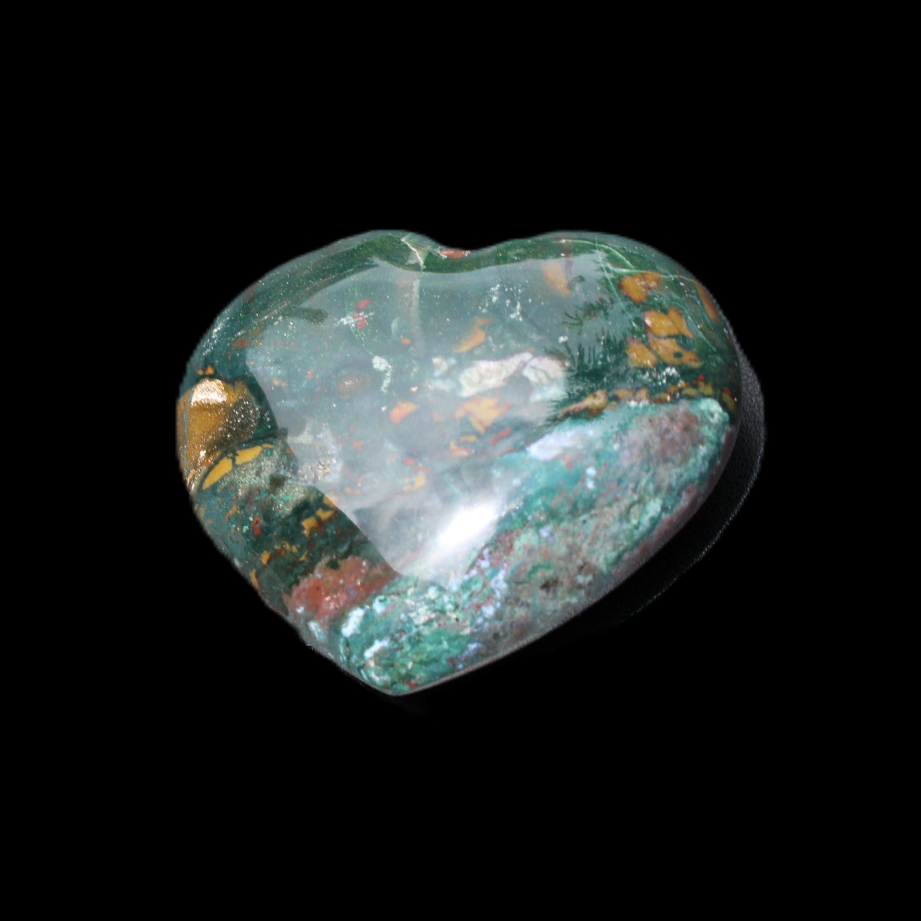 Ocean Jasper heart 101g in sunlight - Rocks and Things Store