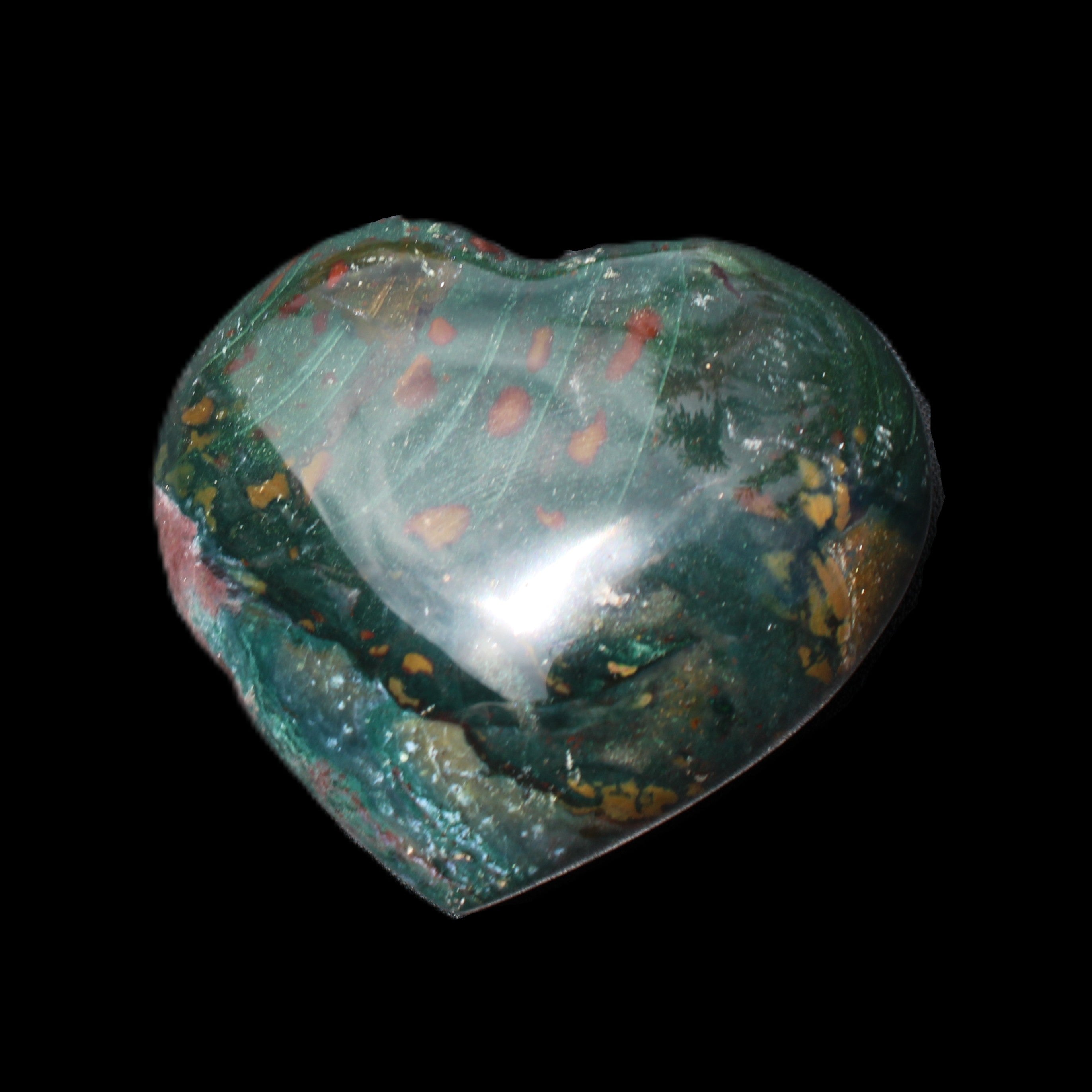 Ocean Jasper heart 101g in sunlight - Rocks and Things Store