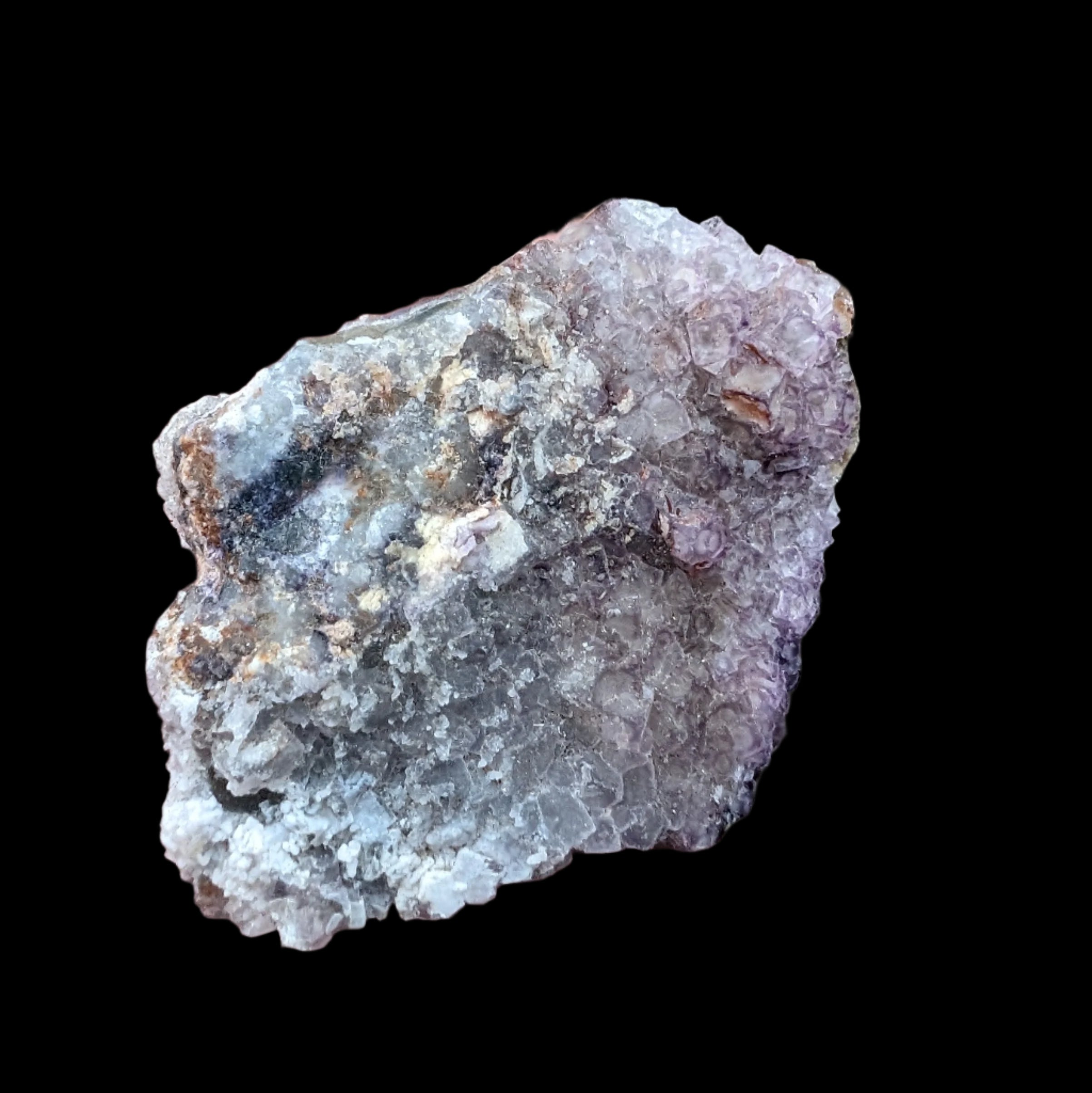 Vivid Purple Fluorite cluster 74g in dull sunlight - Rocks and Things Store