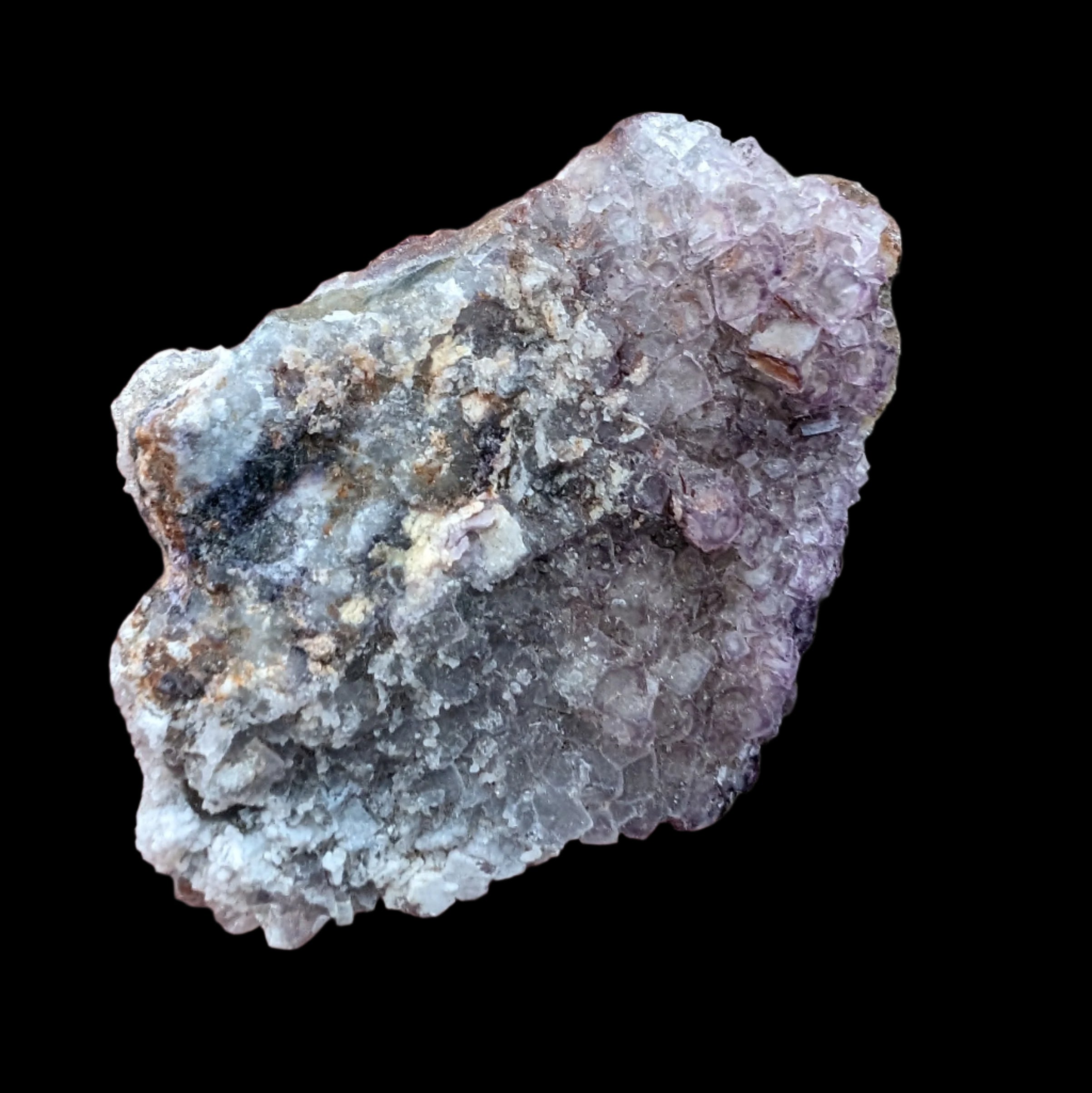 Vivid Purple Fluorite cluster 74g in dull sunlight - Rocks and Things Store