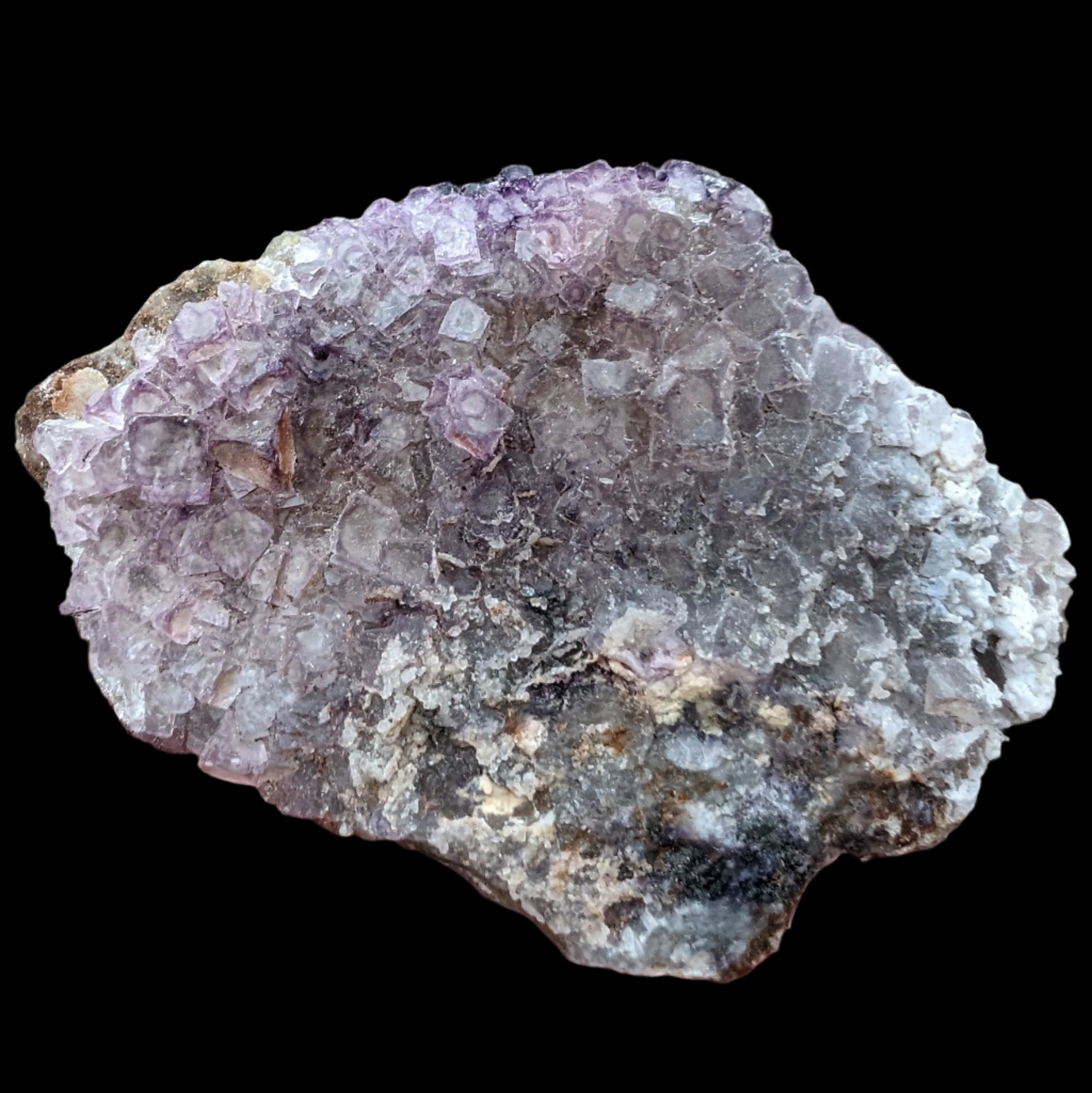 Vivid Purple Fluorite cluster 74g in dull sunlight - Rocks and Things Store