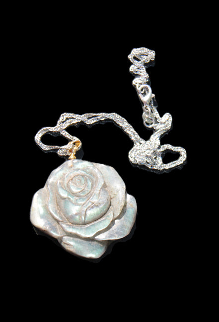 Labradorite rose carved pendant necklace Rocks and Things