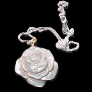 Labradorite rose carved pendant necklace Rocks and Things
