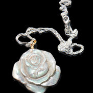 Labradorite rose carved pendant necklace Rocks and Things
