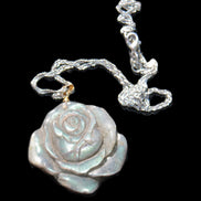 Labradorite rose carved pendant necklace Rocks and Things