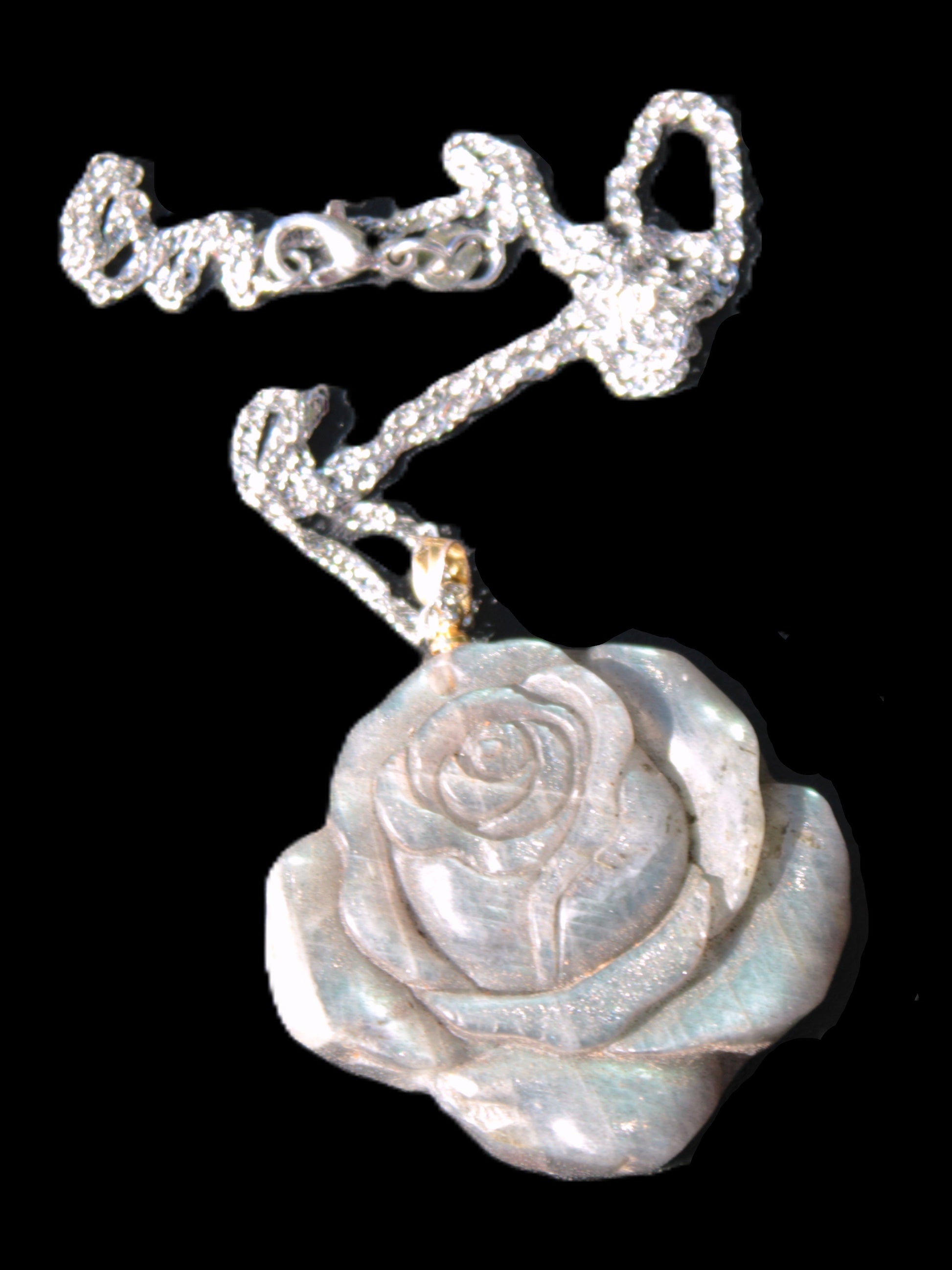 Labradorite rose carved pendant necklace Rocks and Things
