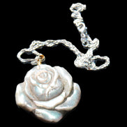 Labradorite rose carved pendant necklace Rocks and Things