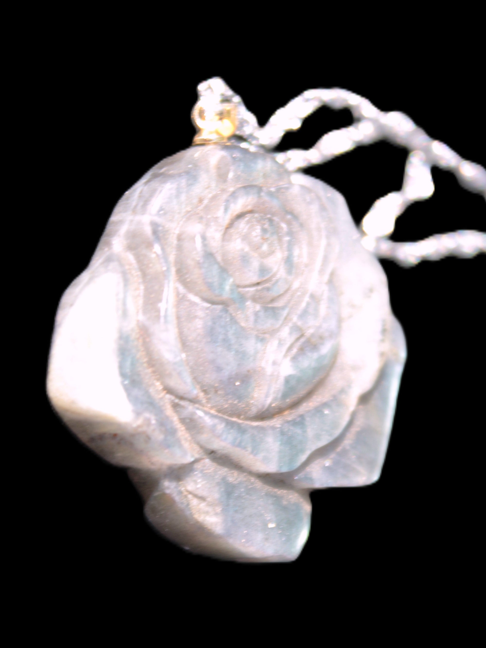 Labradorite rose carved pendant necklace Rocks and Things