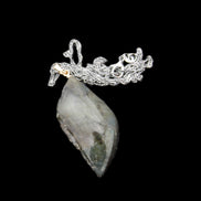 Labradorite leaf pendant and necklace 16g in sunlight - Rocks and Things Store