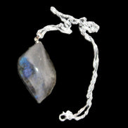 Labradorite leaf pendant and necklace 16g in sunlight - Rocks and Things Store