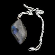 Labradorite leaf pendant and necklace 16g in sunlight - Rocks and Things Store
