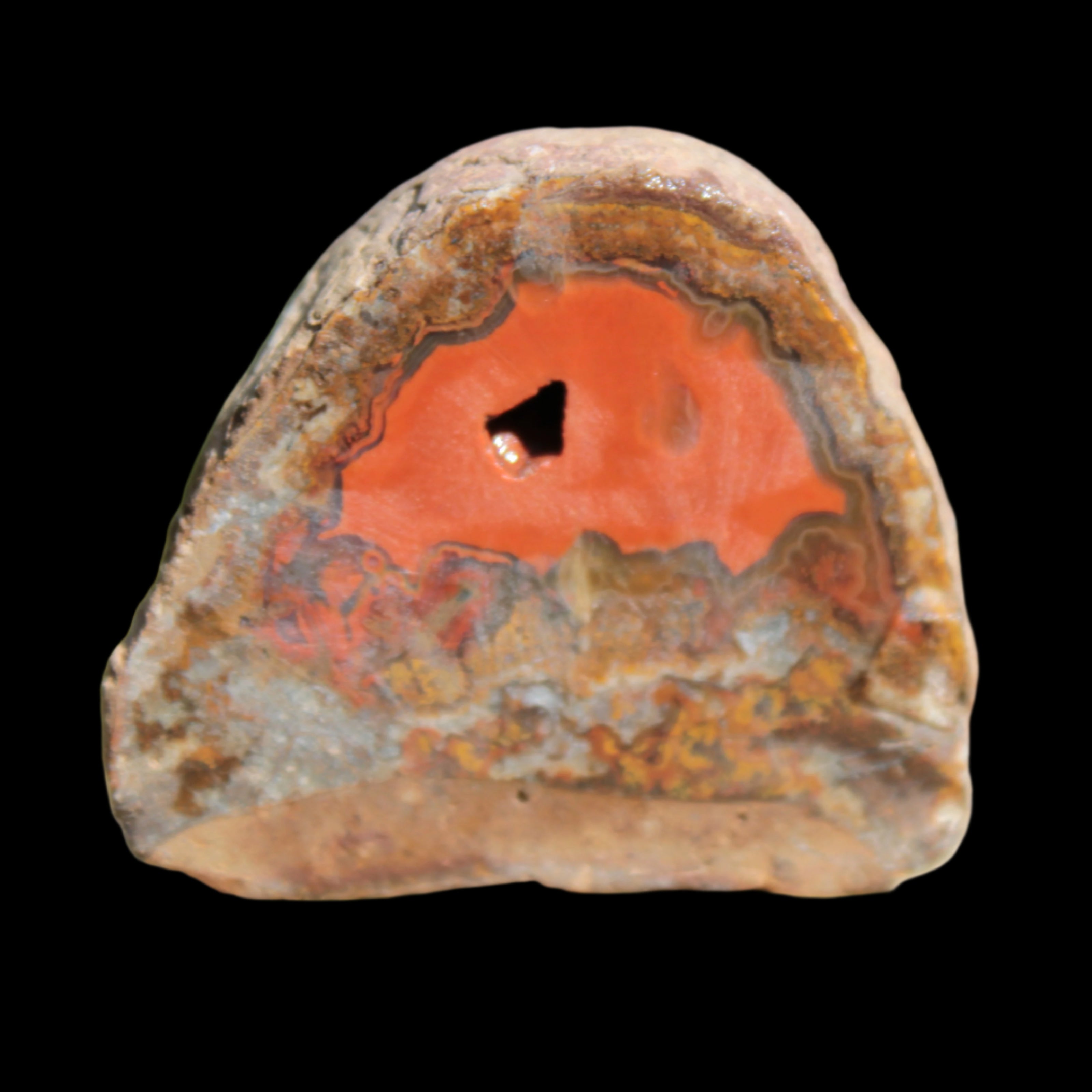 Warring States Red Agate geode 97g in sunlight - Rocks and Things Store