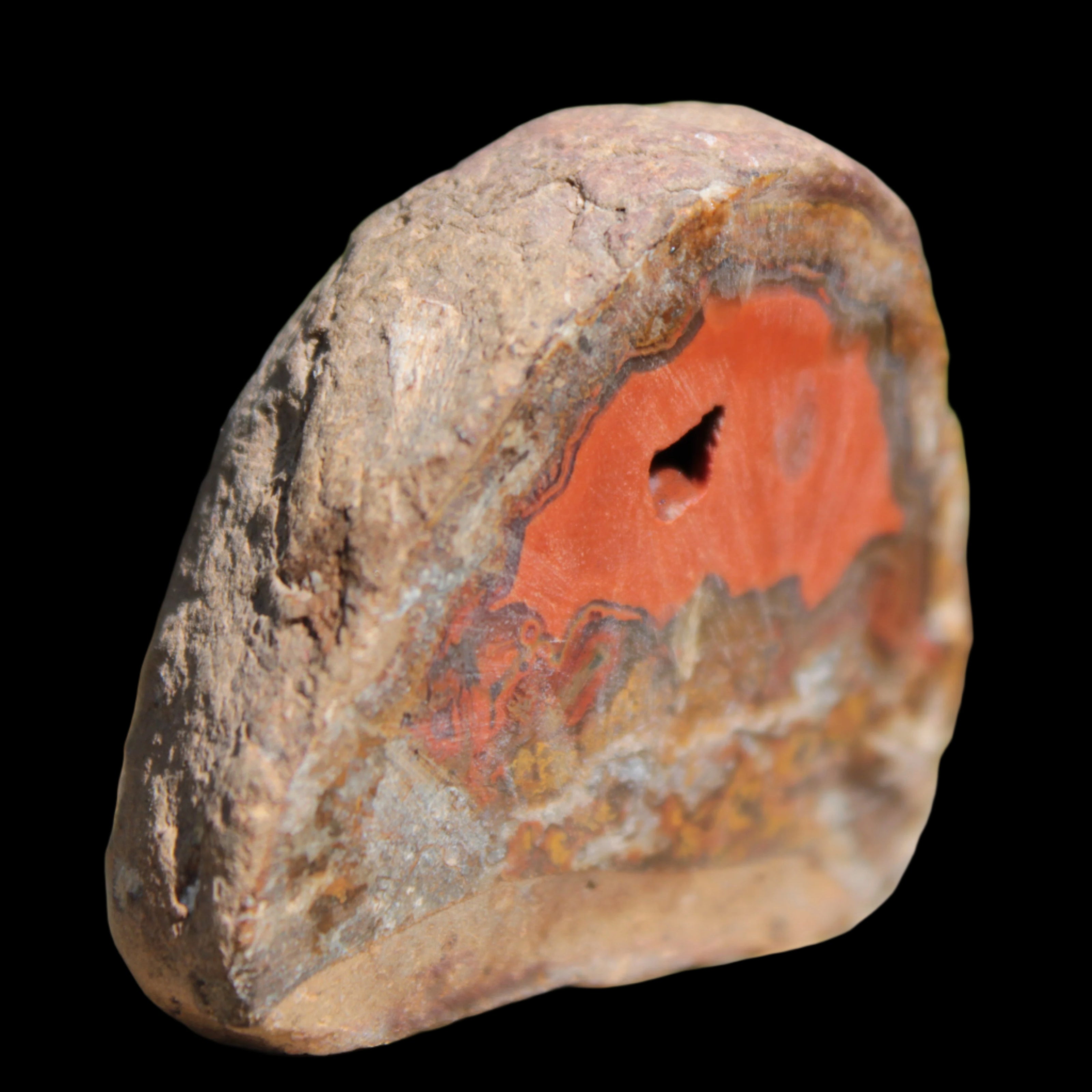 Warring States Red Agate geode 97g in sunlight - Rocks and Things Store