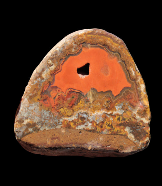 Warring States Red Agate geode 97g in sunlight - Rocks and Things Store