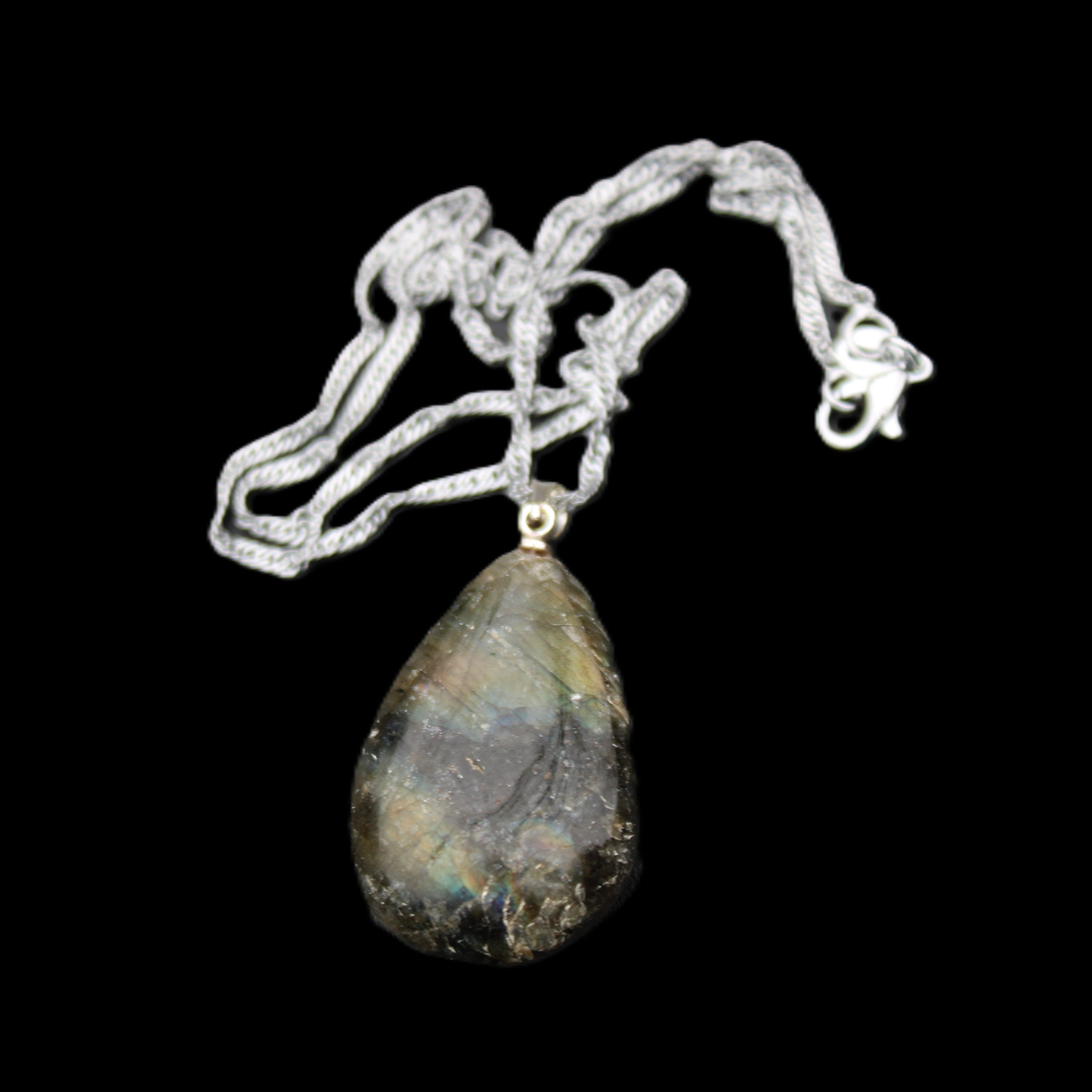 Labradorite drop pendant with necklace 30*20*10mm 14g in sunlight - Rocks and Things Store