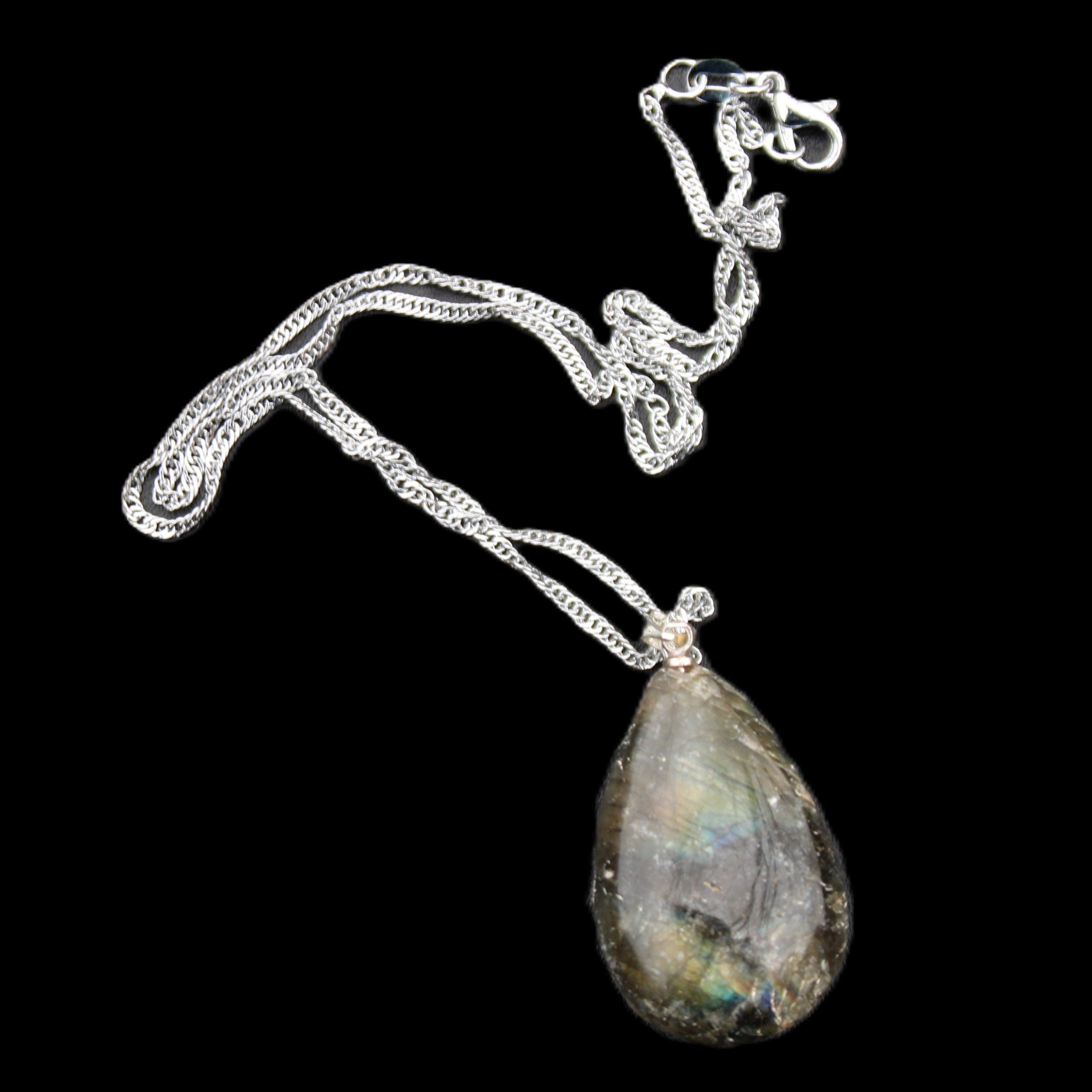Labradorite drop pendant with necklace 30*20*10mm 14g in sunlight - Rocks and Things Store