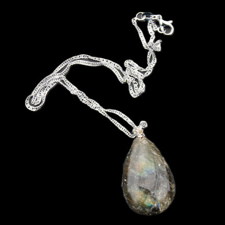 Labradorite drop pendant with necklace 30*20*10mm 14g in sunlight - Rocks and Things Store