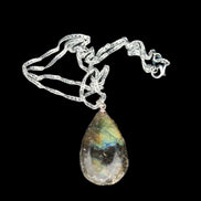 Labradorite drop pendant with necklace 30*20*10mm 14g in sunlight - Rocks and Things Store