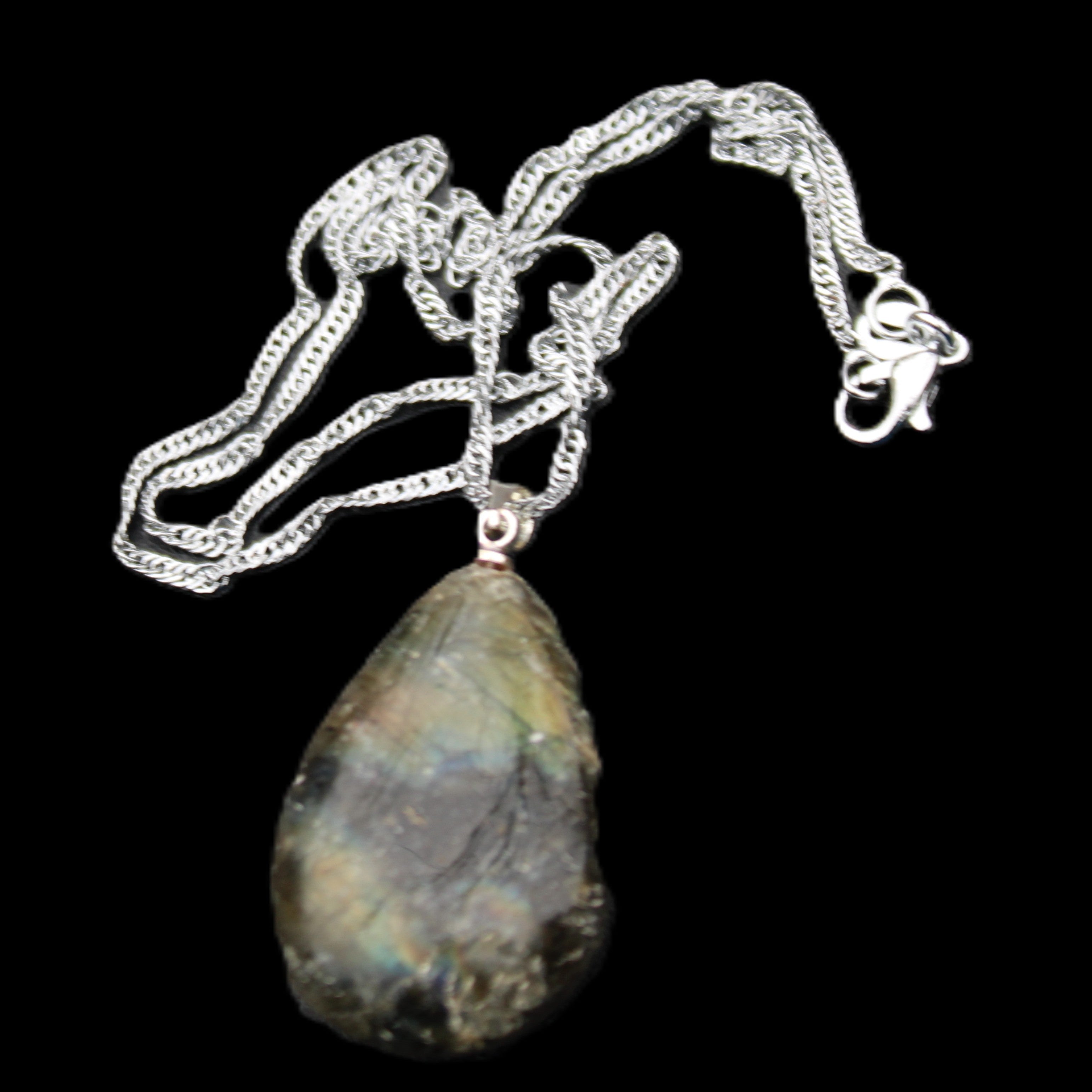 Labradorite drop pendant with necklace 30*20*10mm 14g in sunlight - Rocks and Things Store