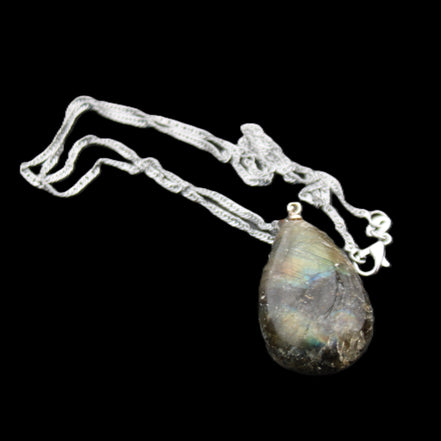Labradorite drop pendant with necklace 30*20*10mm 14g in sunlight - Rocks and Things Store