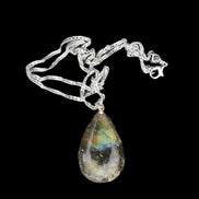 Labradorite drop pendant with necklace 30*20*10mm 14g in sunlight - Rocks and Things Store