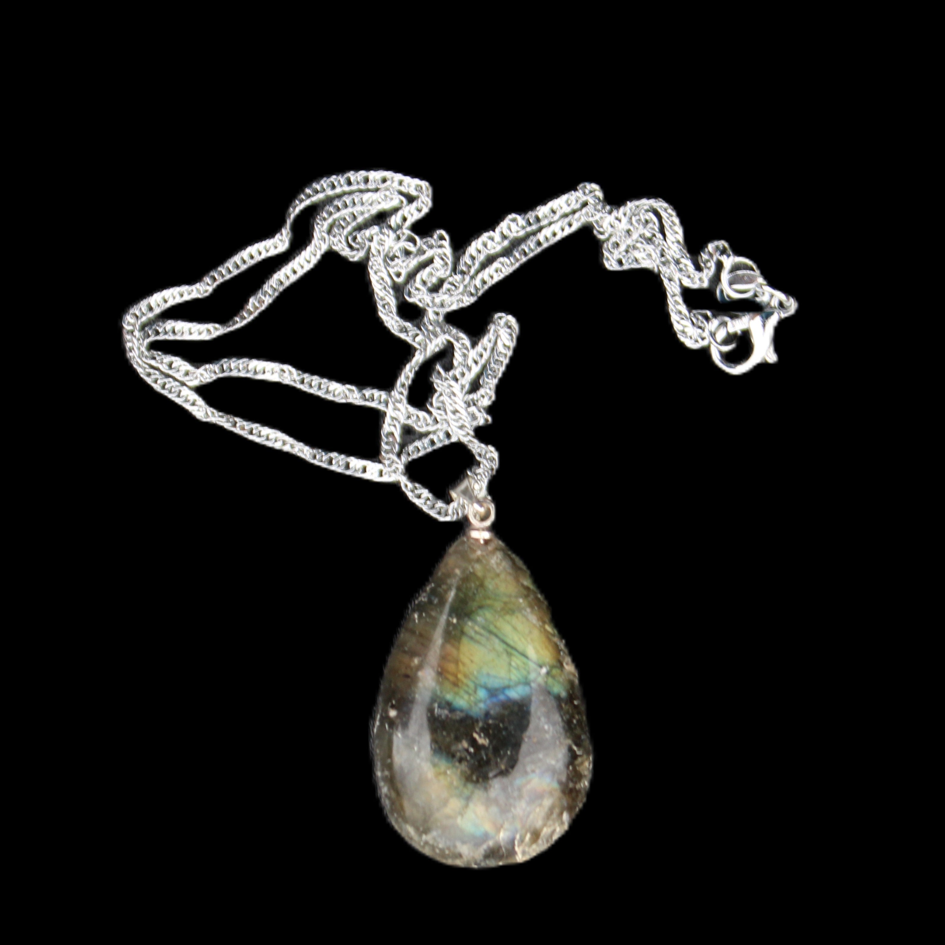 Labradorite drop pendant with necklace 30*20*10mm 14g in sunlight - Rocks and Things Store