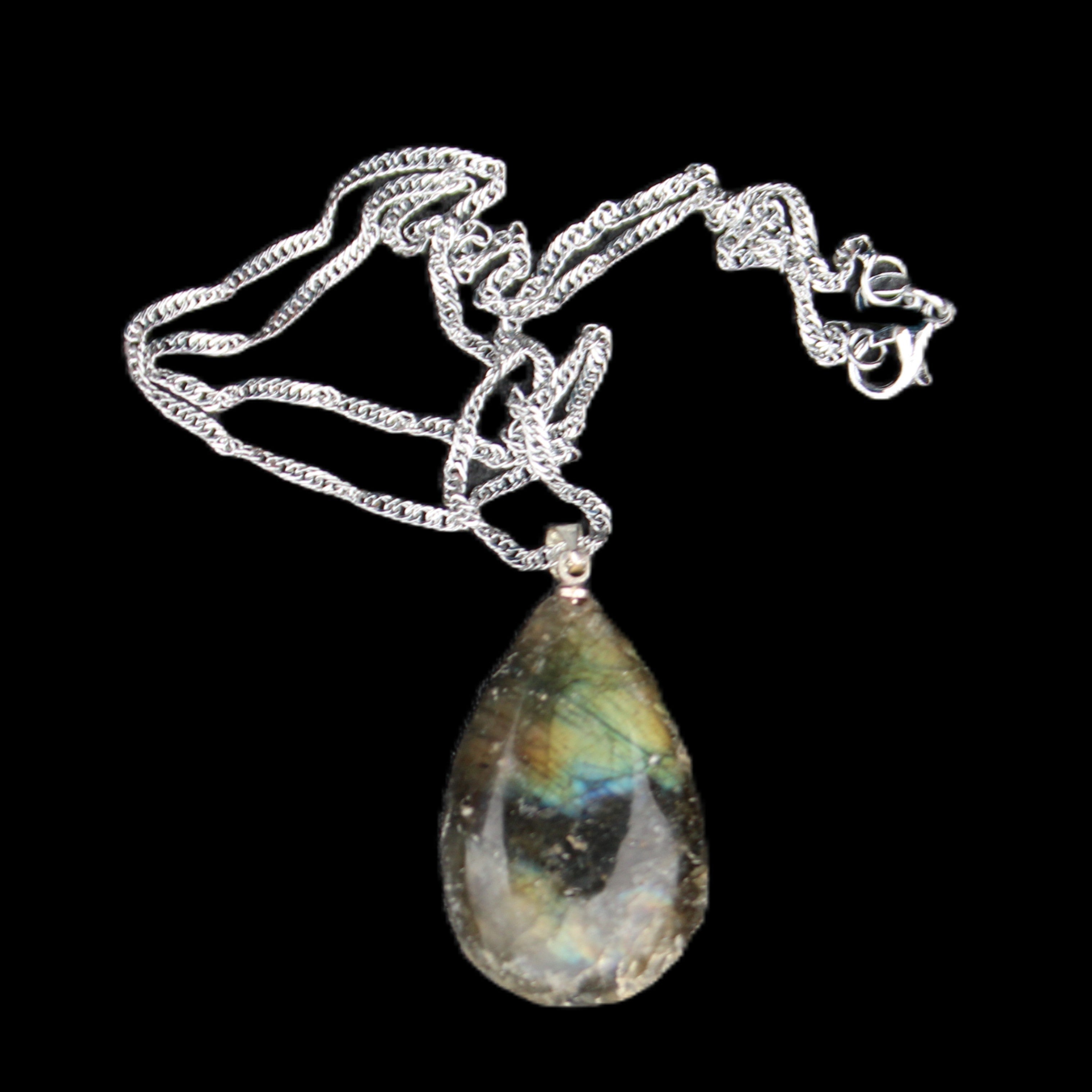 Labradorite drop pendant with necklace 30*20*10mm 14g in sunlight - Rocks and Things Store