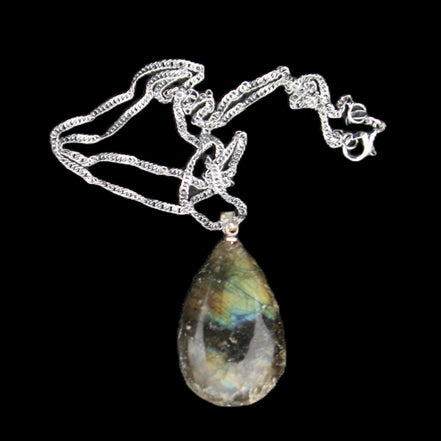 Labradorite drop pendant with necklace 30*20*10mm 14g in sunlight - Rocks and Things Store
