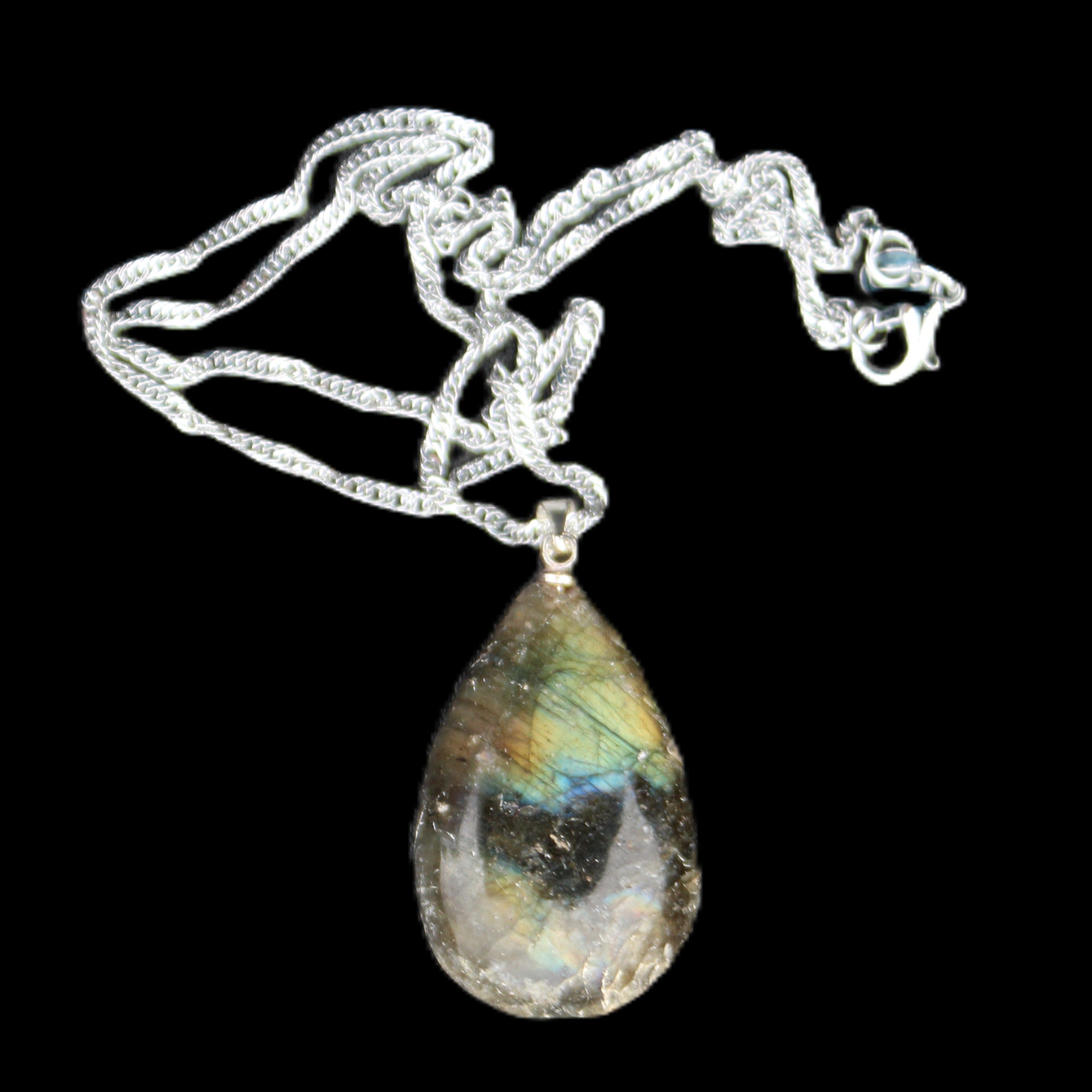 Labradorite drop pendant with necklace 30*20*10mm 14g in sunlight - Rocks and Things Store
