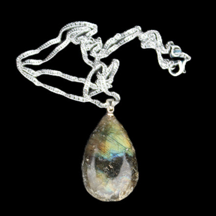 Labradorite drop pendant with necklace 30*20*10mm 14g in sunlight - Rocks and Things Store