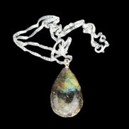 Labradorite drop pendant with necklace 30*20*10mm 14g in sunlight - Rocks and Things Store