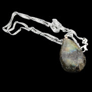 Labradorite drop pendant with necklace 30*20*10mm 14g in sunlight - Rocks and Things Store