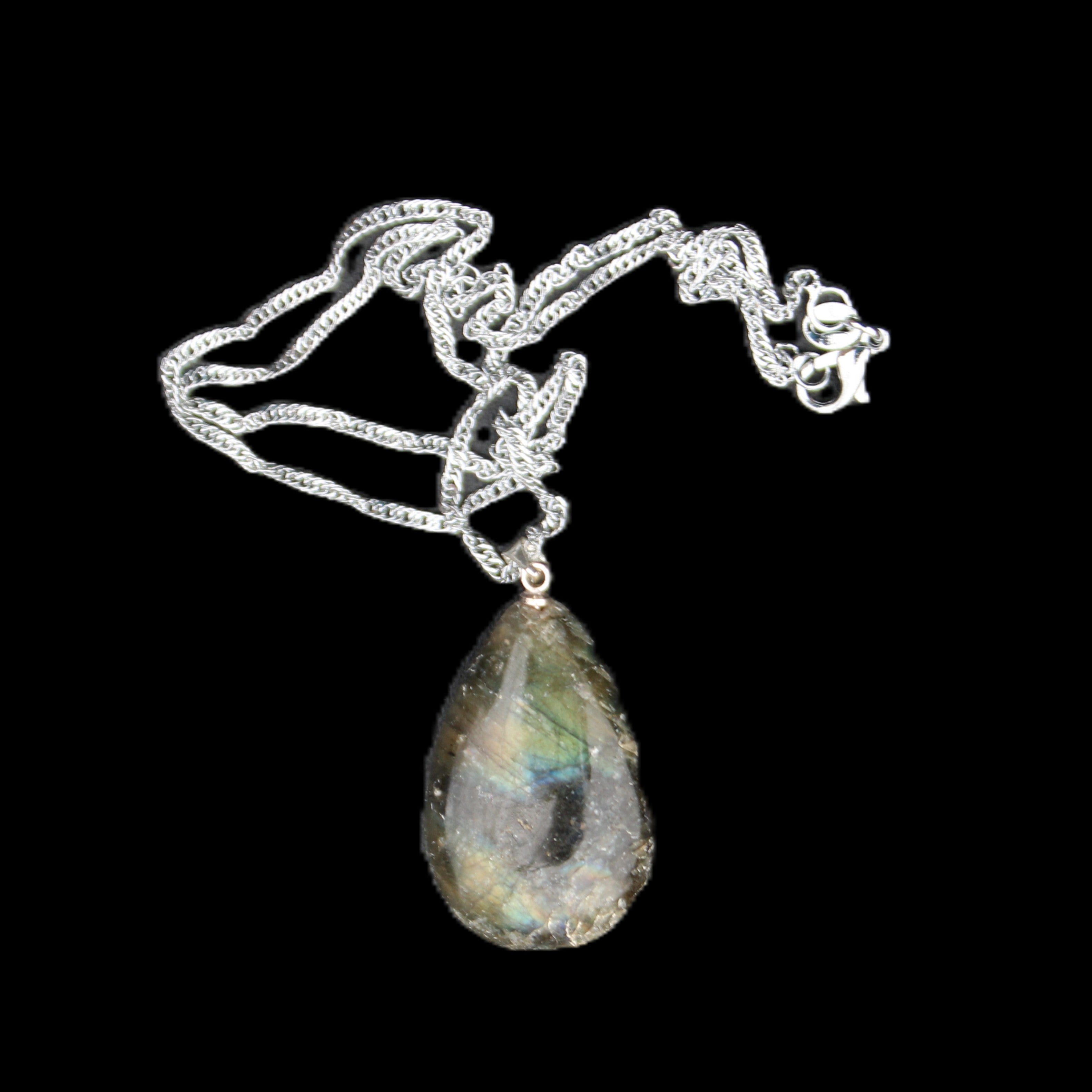 Labradorite drop pendant with necklace 30*20*10mm 14g in sunlight - Rocks and Things Store