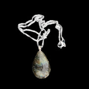 Labradorite drop pendant with necklace 30*20*10mm 14g in sunlight - Rocks and Things Store