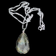 Labradorite drop pendant with necklace 30*20*10mm 14g in sunlight - Rocks and Things Store