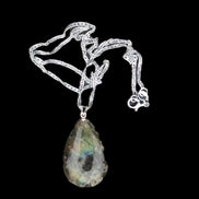 Labradorite drop pendant with necklace 30*20*10mm 14g in sunlight - Rocks and Things Store
