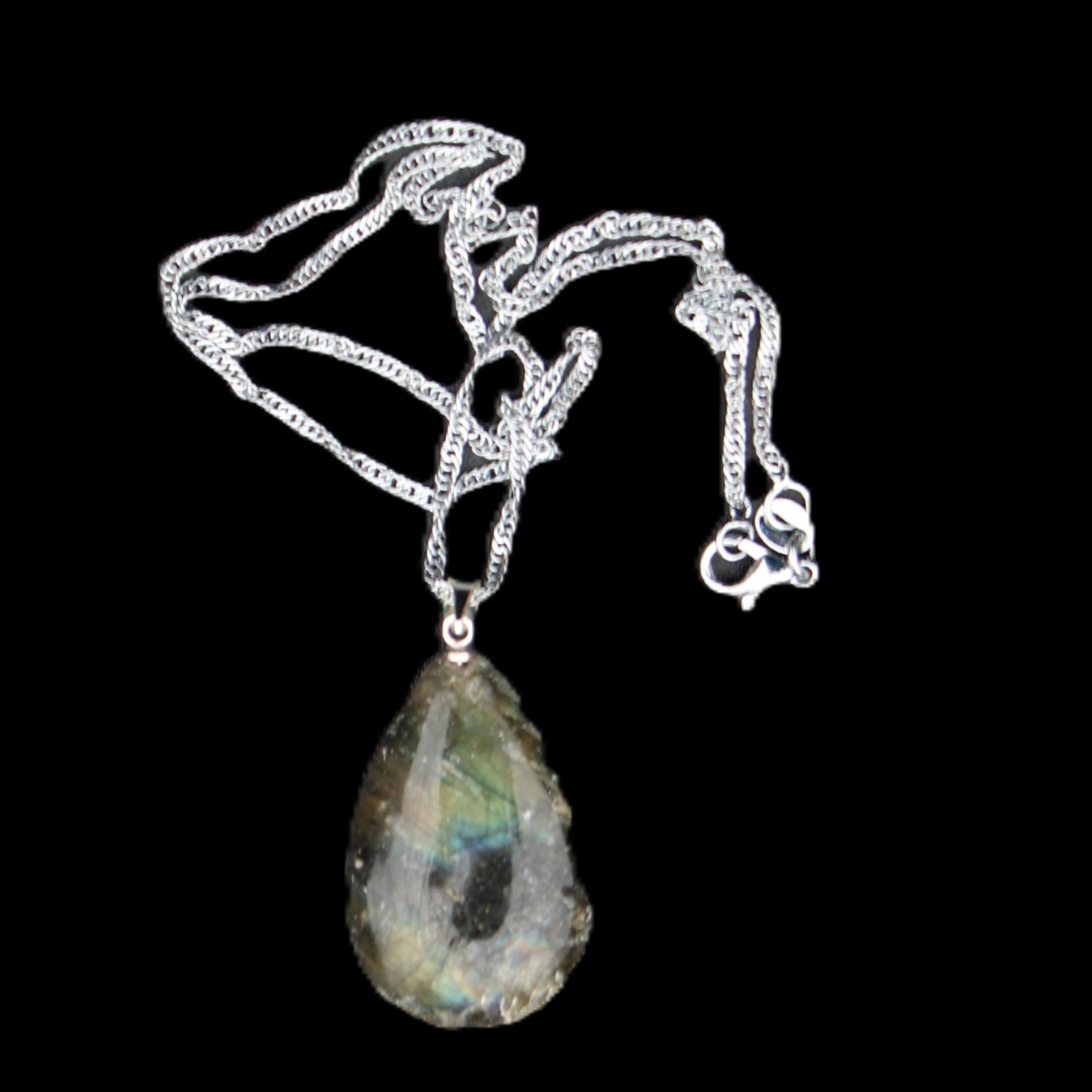 Labradorite drop pendant with necklace 30*20*10mm 14g in sunlight - Rocks and Things Store