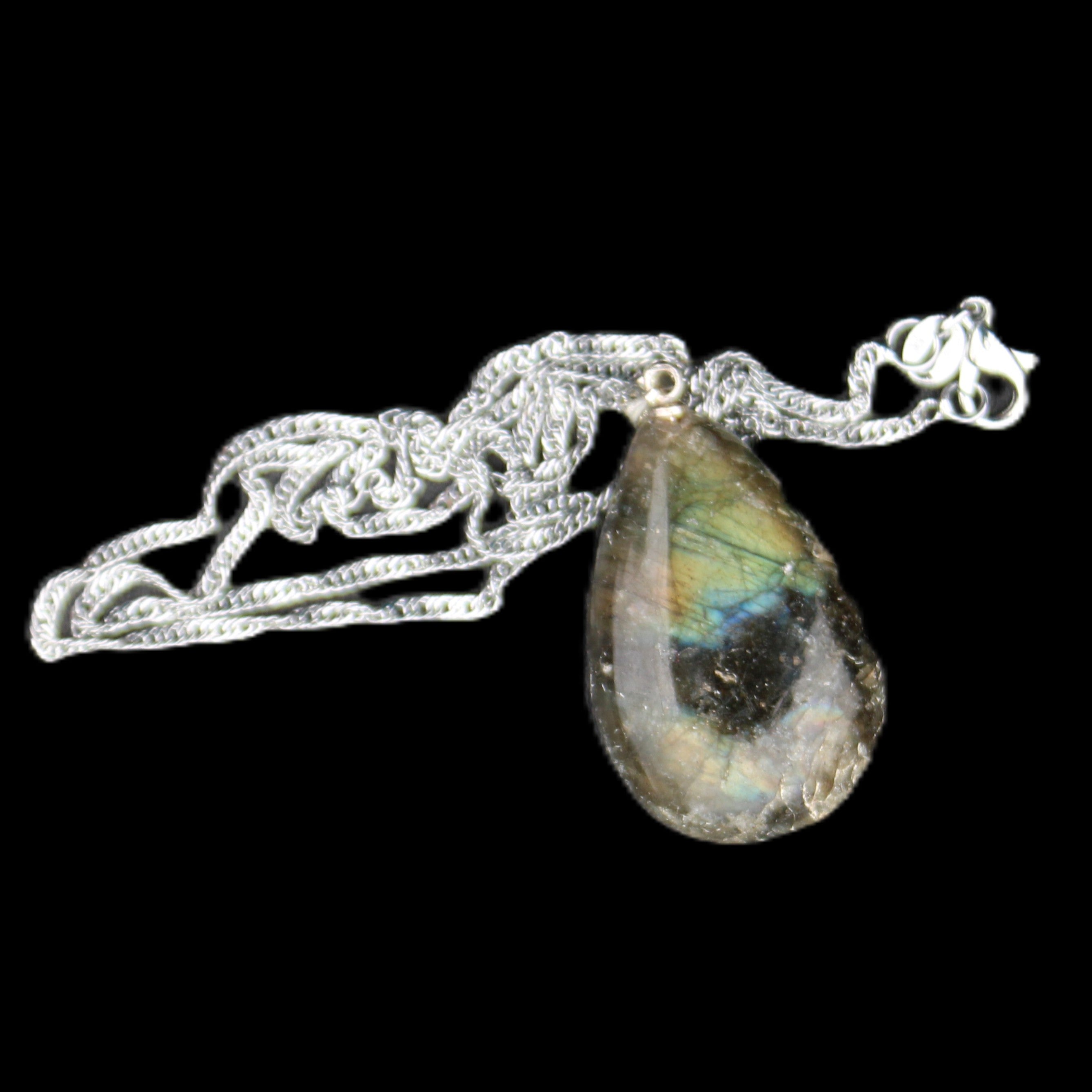 Labradorite drop pendant with necklace 30*20*10mm 14g in sunlight - Rocks and Things Store