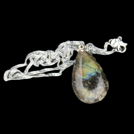 Labradorite drop pendant with necklace 30*20*10mm 14g in sunlight - Rocks and Things Store