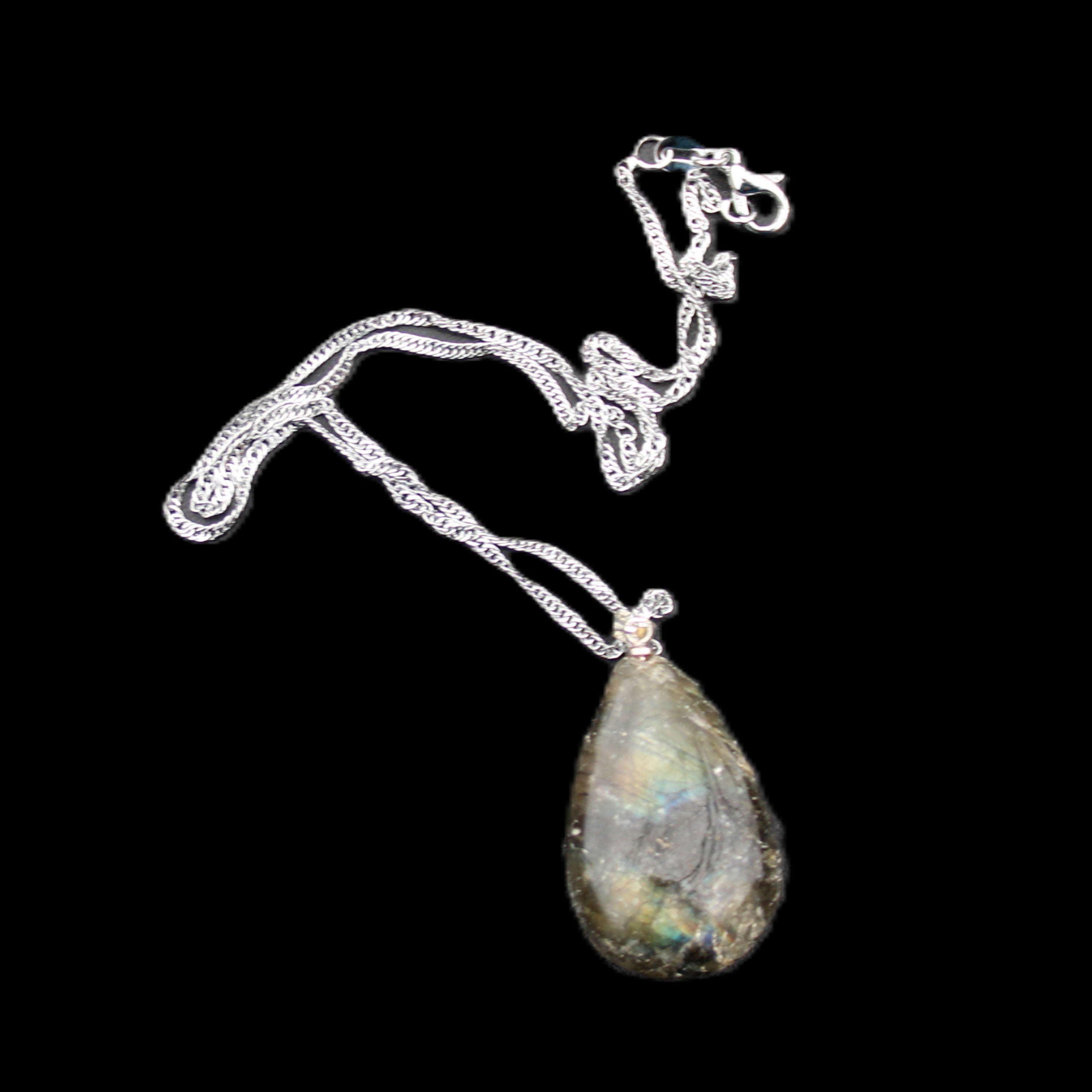 Labradorite drop pendant with necklace 30*20*10mm 14g in sunlight - Rocks and Things Store