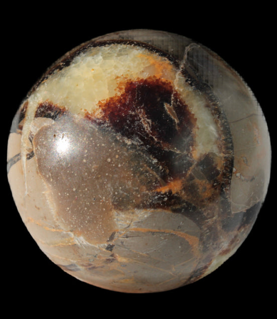Septarian Dragon Stone sphere 47mm 144g in sunlight - Rocks and Things Store