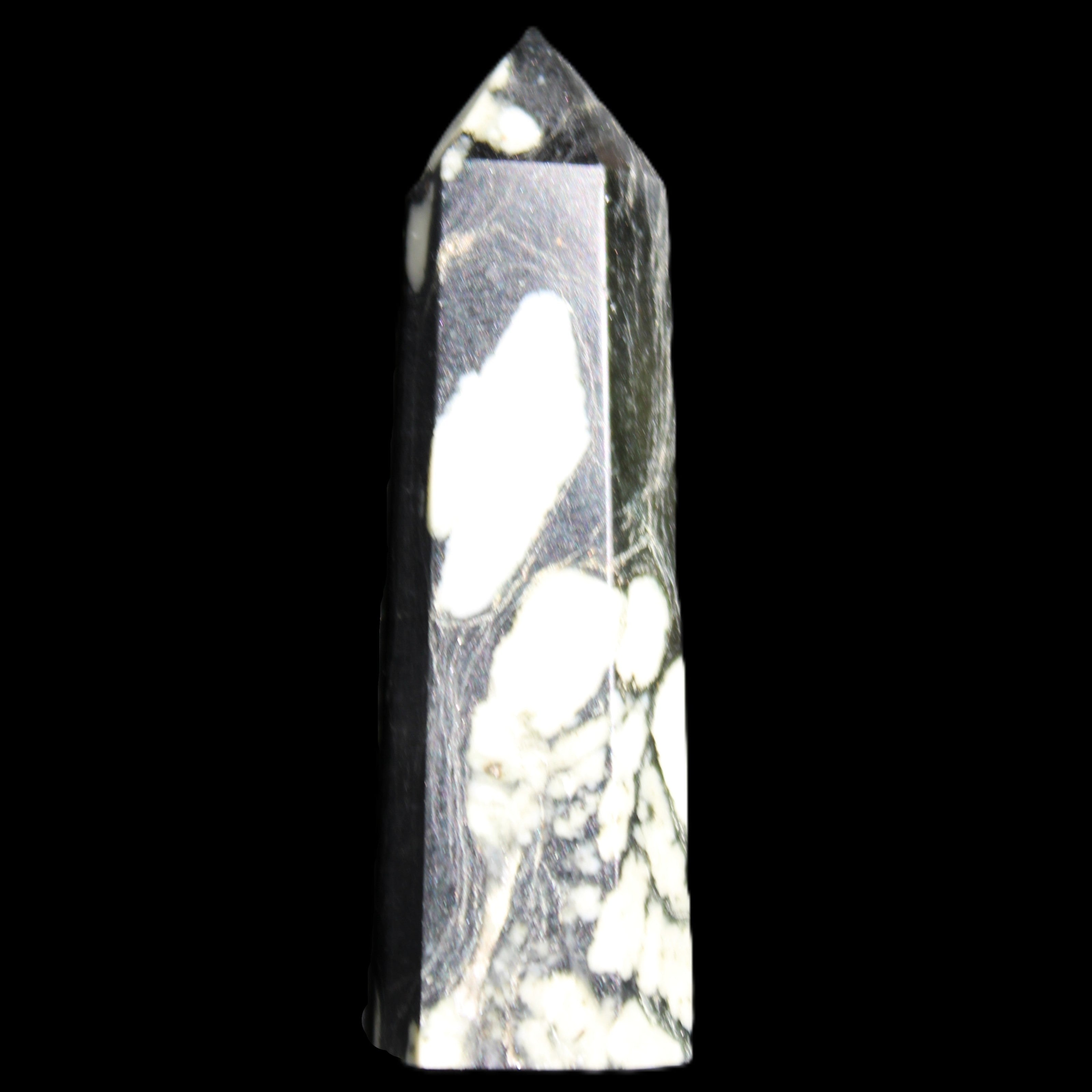 Chrysanthemum Stone wand 71mm 51g in sunlight - Rocks and Things Store