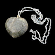 Labradorite heart pendant and necklace 32*30*10mm 22g in sunlight - Rocks and Things Store