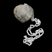 Labradorite heart pendant and necklace 32*30*10mm 22g in sunlight - Rocks and Things Store