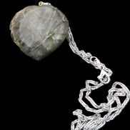 Labradorite heart pendant and necklace 32*30*10mm 22g in sunlight - Rocks and Things Store