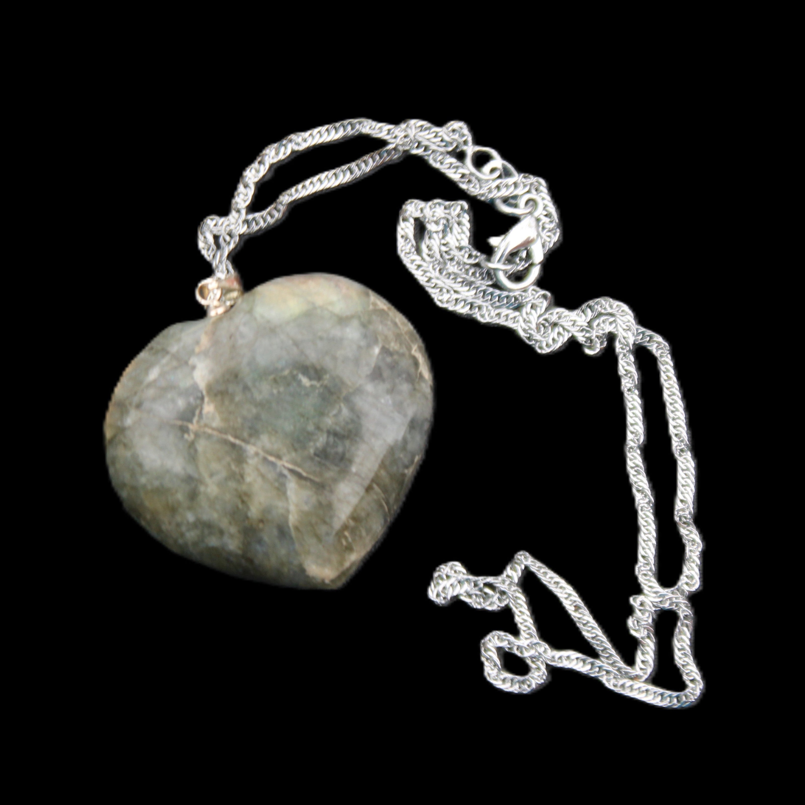 Labradorite heart pendant and necklace 32*30*10mm 22g in sunlight - Rocks and Things Store