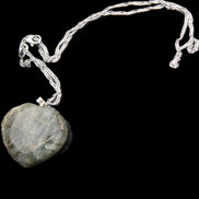 Labradorite heart pendant and necklace 32*30*10mm 22g in sunlight - Rocks and Things Store